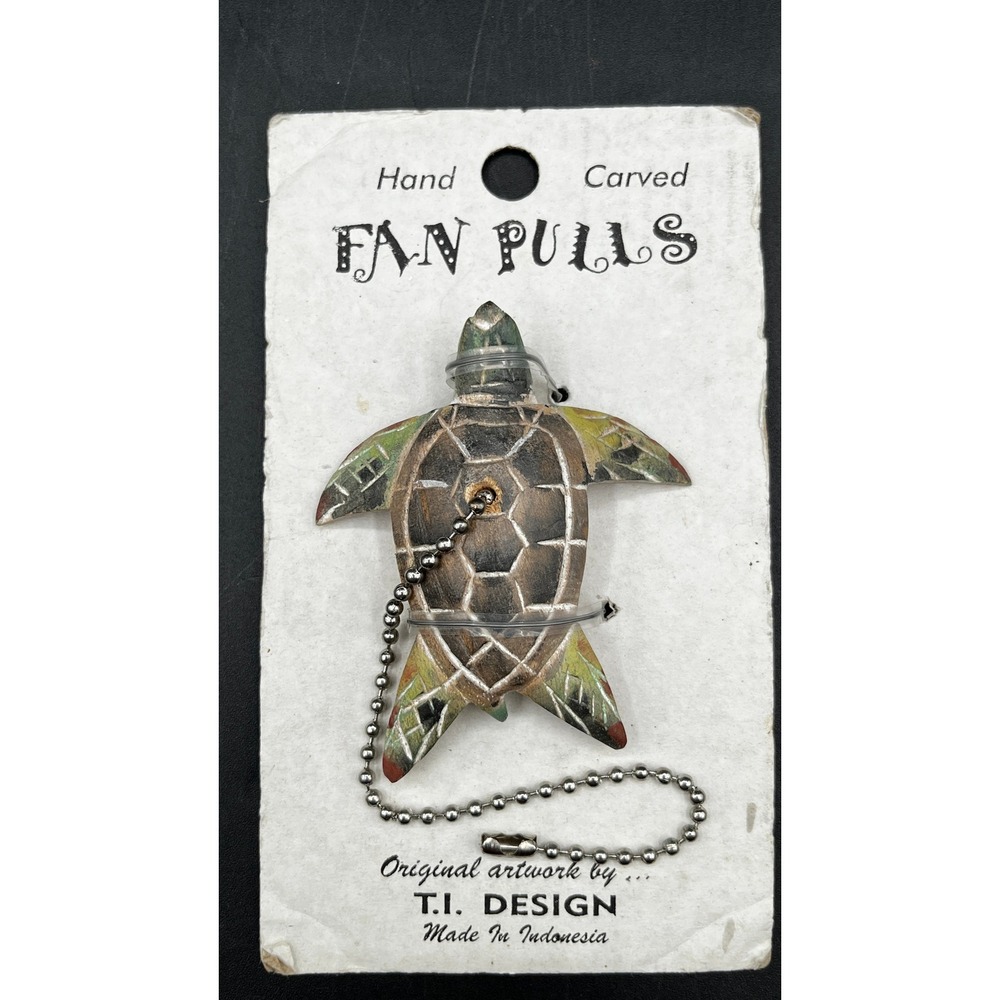 TI Design Hand Carved Wood Sea Turtle Ceiling Fan Pull Chain Original NIP